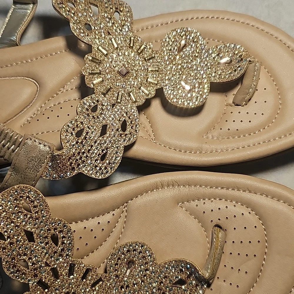 Nicole Elegant Gold Beaded Sandals